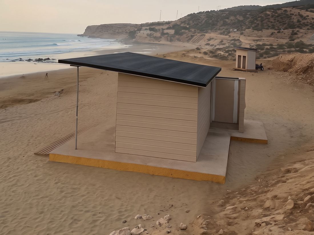 Poste de plage et bloc sanitaire Isoboard sur une plage de la côte atlantique