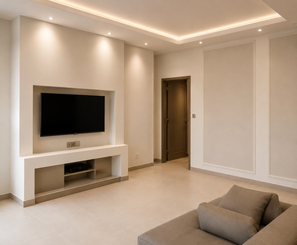 Faux Plafond LED – Salon Résidentiel Casablanca