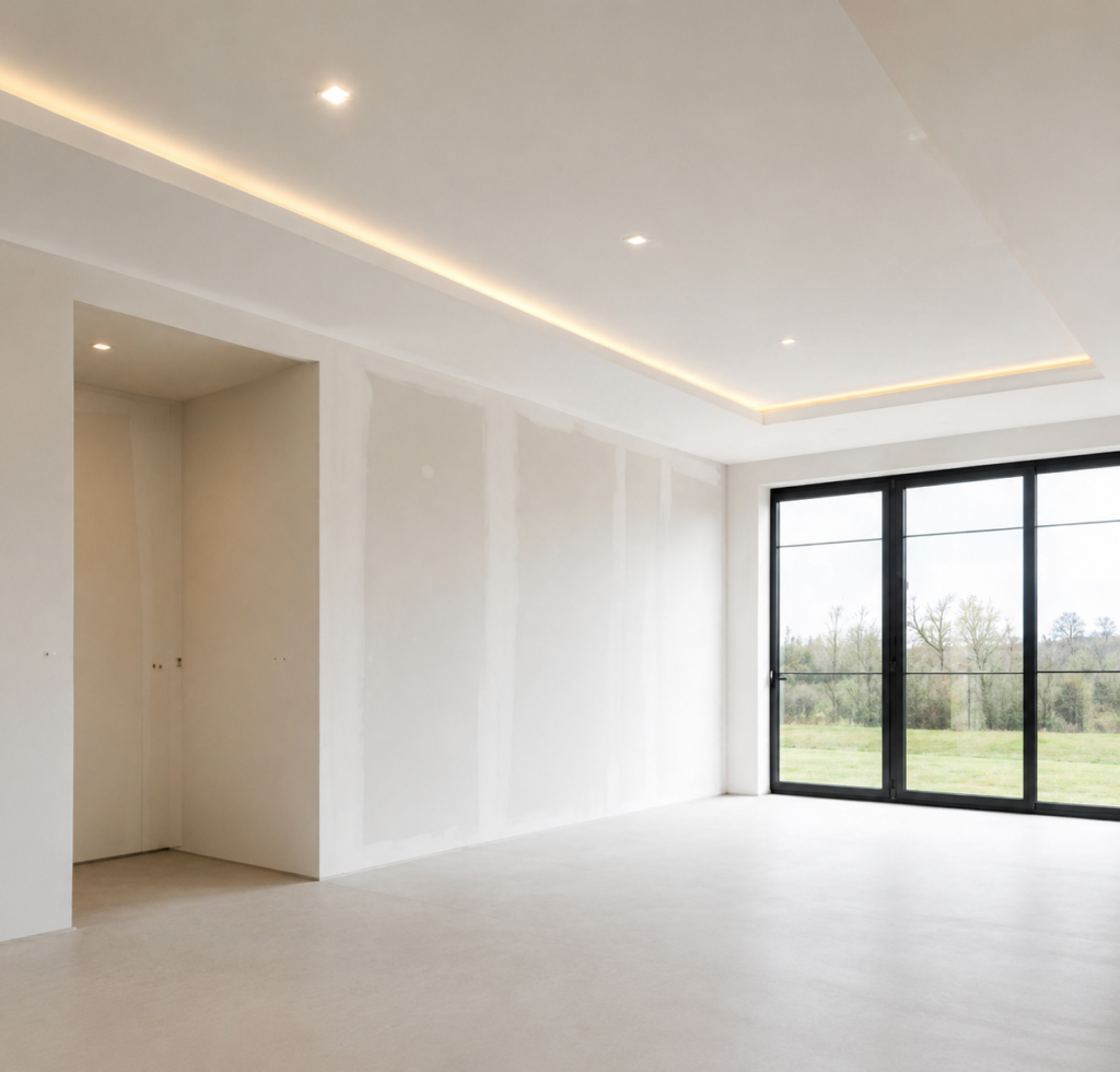 Salon Contemporain – Faux Plafond LED